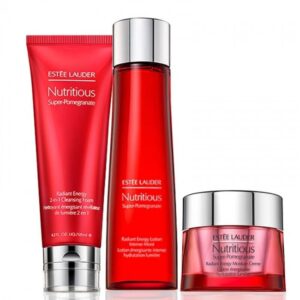 ESTEE LAUDER  - Nutritious Super-pomegranate Overnight Radiance Collection: Cleansing Foam 125ml+lotion Intense Moist 200ml+night Creme 50ml 3pcs