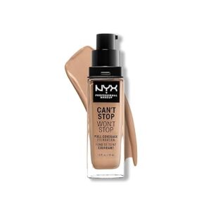 NYX PROFESSIONAL MAKEUP Can't Stop Won't Stop Foundation, 24h Full Coverage Matte Finish - Medium Buff