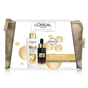 L OREAL AGE PERFECT GIFT POUCH MIDNIGHT SERUM 30ML CLEANSING MILK 200ML
